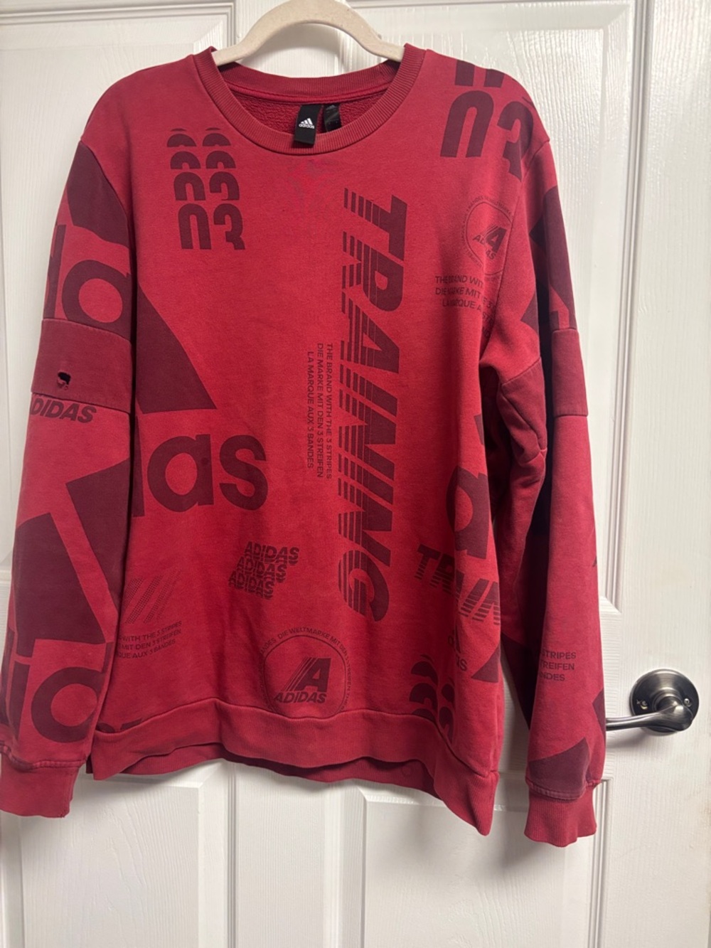 Adidas Red Graphic Crewneck Sweater